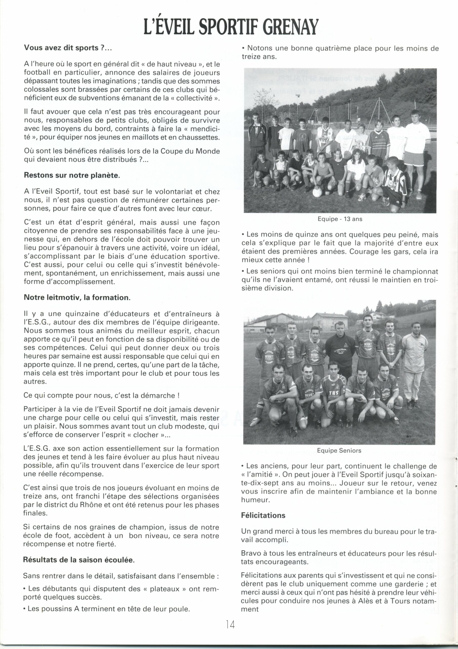 ES Grenay Football – Club de foot de Grenay 38540 en isère